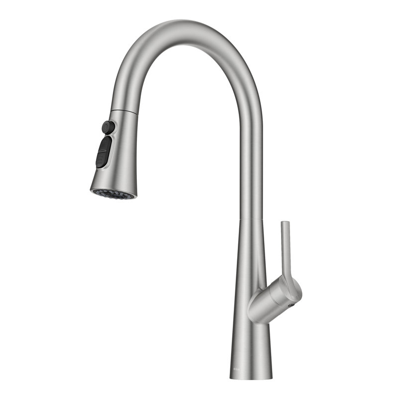 KRAUS Odelia 4-Function Single Handle Pull Down Kitchen Faucet with CleanSweep Blade Spray in Spot-Free Stainless Steel