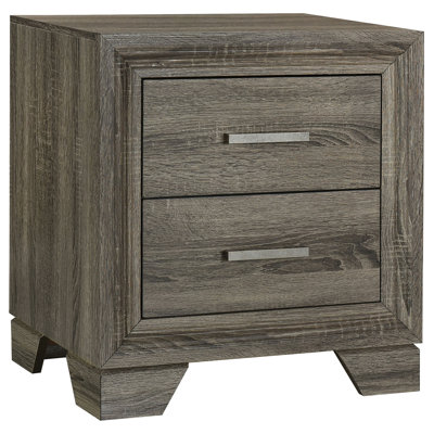 Funston Brown Oak 2-Drawer Nightstand Bedside Table