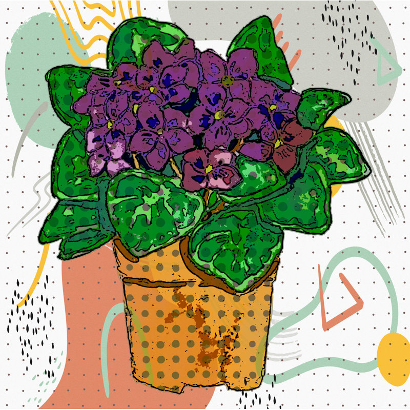 " Boho Flowers 166 " Painting Print, 48" H x 48" W x 1.5" D