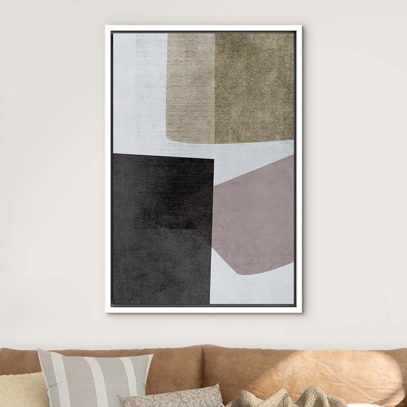 Œuvre de style Mid-Century, Blanc, H 36 po x l 24 po