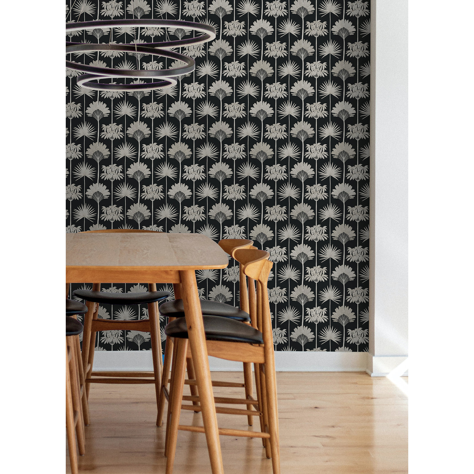 Popplewell Peel & Stick Floral Wallpaper, Black