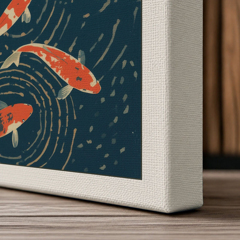 Koi in Motion Japandi - Wrapped Canvas, 36x24 - 91.4 x 61.0 cm, Cream Border