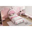 Lit plateforme simple tapissier avec tête de lit en forme de lapin-1274848089