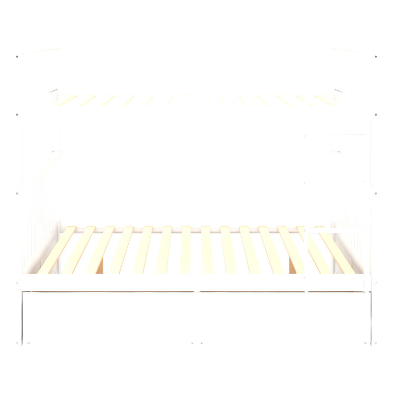 Lit superposé simple au-dessus de simple avec tiroirs, lits convertibles, Lit double, Blanc