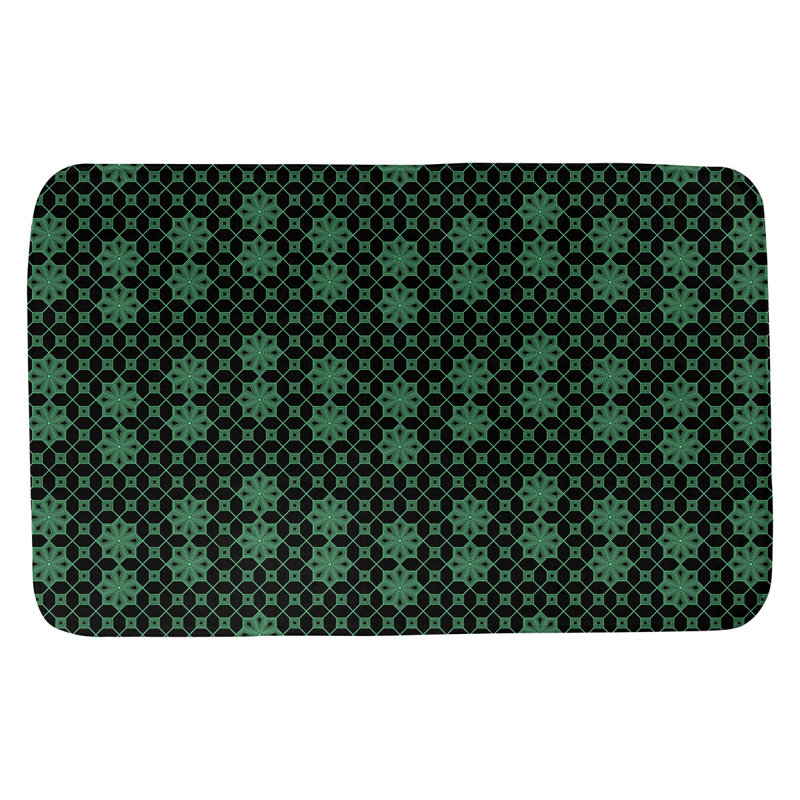 Tapis de bain en treillis Leffel, l 21 po x L 34 po, Vert / Noir