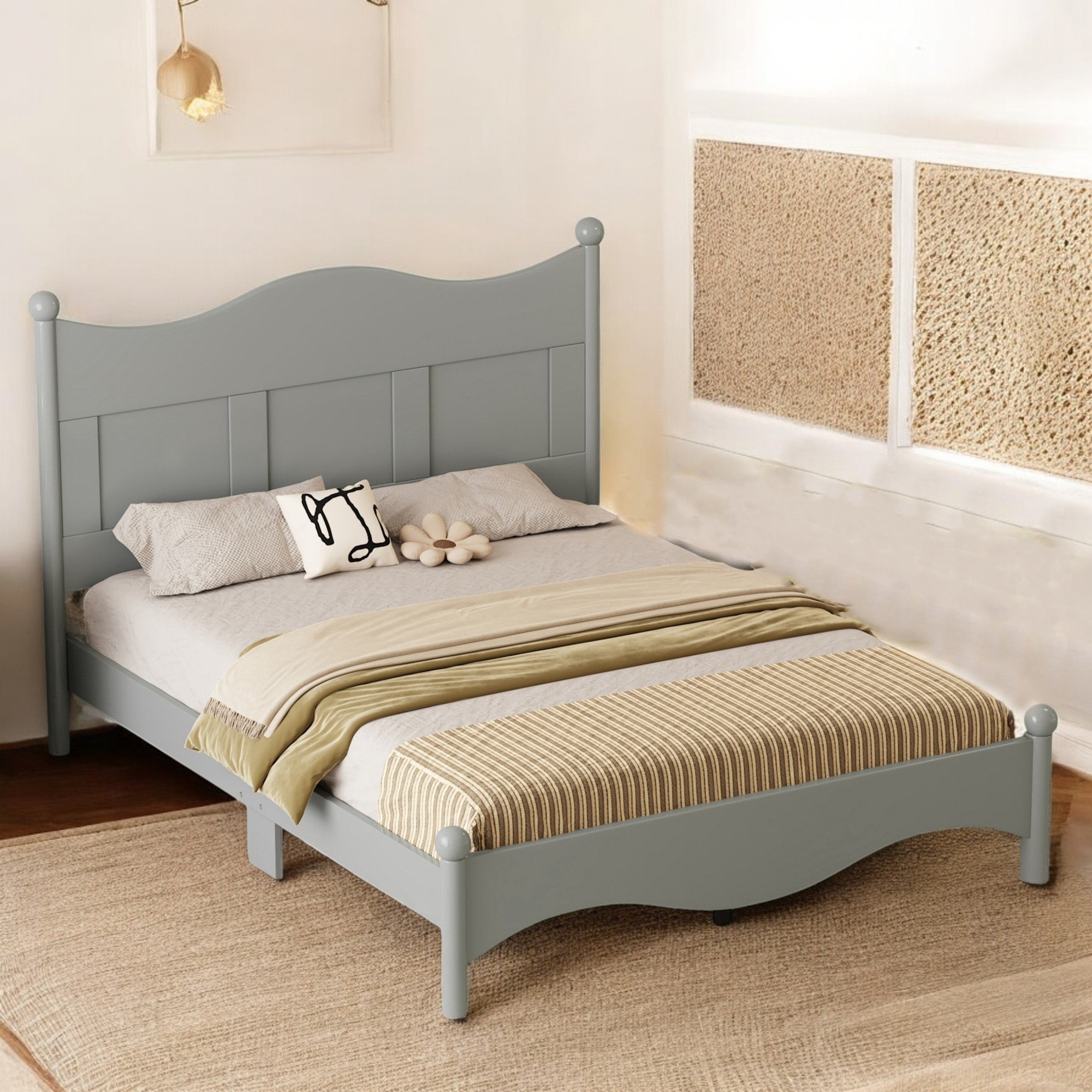 Charlton Home® Queen Wood Platform Bed | Wayfair