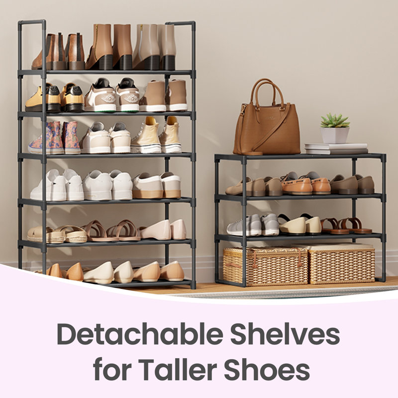 2 Tier 18 Pairs Shoe Rack 46.1"W, Black, 14.6'' H x 46.1'' W x 11.8'' D