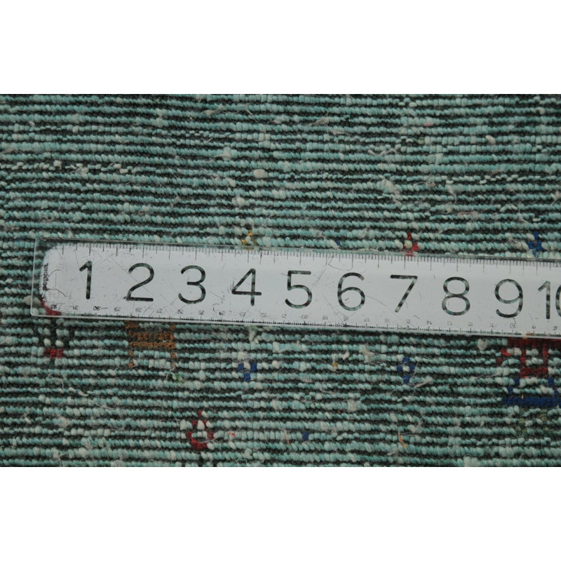 Tapis de couloir vert de style oriental Gabbeh 3 x 10
