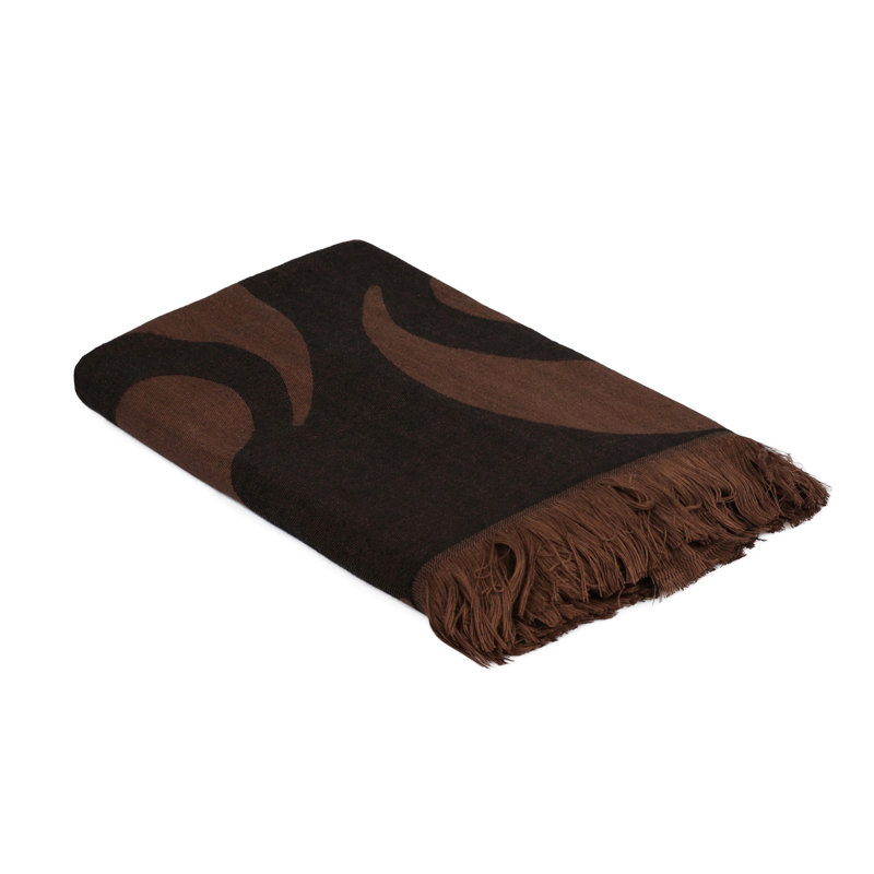 Serviette de plage 100% coton Farwell, Brun / noir