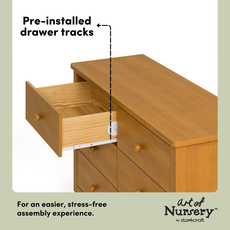 Rio 6 Drawer Dresser, Almond