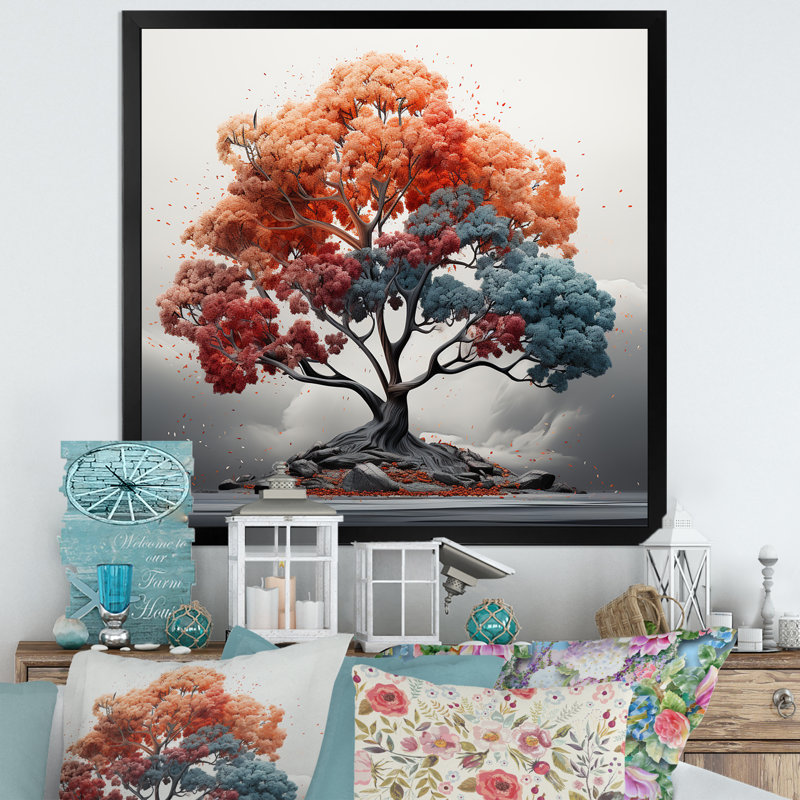 «Abstract Expression Maple Tree», reproduction sur toile, Cadre simple noir, H 36 po x l 36 po x P 1,5 po
