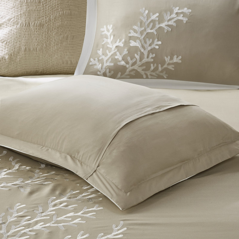King White and Khaki Cotton Coastal Comforter Set