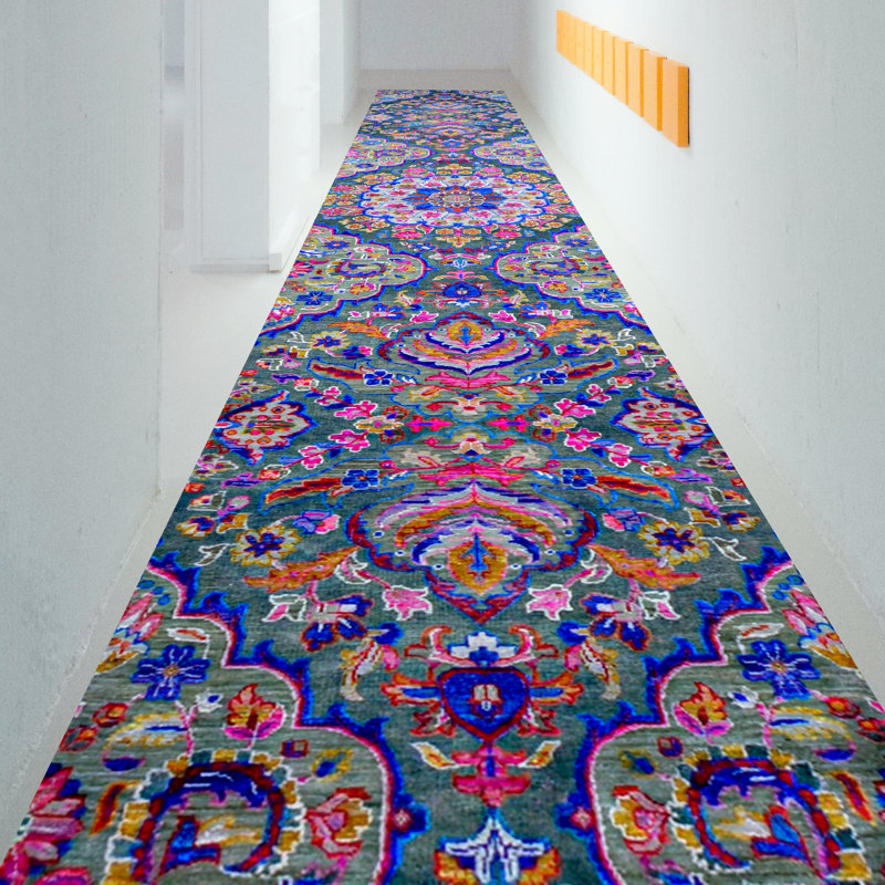 Wool Floral Area Rug, Runner 2'6" x 6'