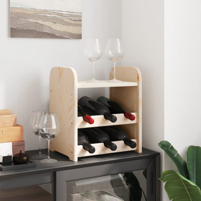 Solid Wood Wine Bottle Rack in Brown