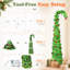 Sapin télescopique pliable vert de 1,80 m à cime courbée, préilluminé avec 100 DEL blanc chaud, 8 modes d'éclairage, fonctionne sur piles, pré-décoré avec des boules rouges, décoration de Noël en PVC