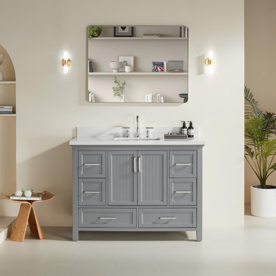 48"Freestanding Single Bathroom Vanity with Marble Top