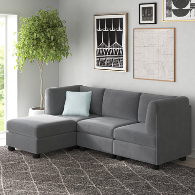 Ashlely 90" Wide Reversible Modular Corner Sectional with Ottoman