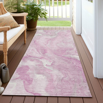 Machine Washable Indoor/Outdoor Cinead ACN1707 Pink Rug