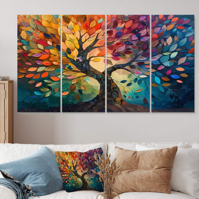 Yacine - Arbre de vie, ensemble d'art mural sur toile, H 28 po x l 48 po
