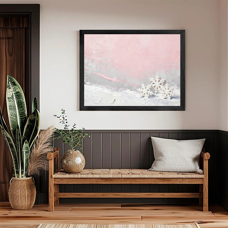 Cadre artistique encadré noir et rose, H 9 po x l 11 po