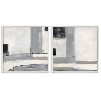 Industrial Abstract Gray Geometric by Sally Swatland - 2 Piece Painting Set