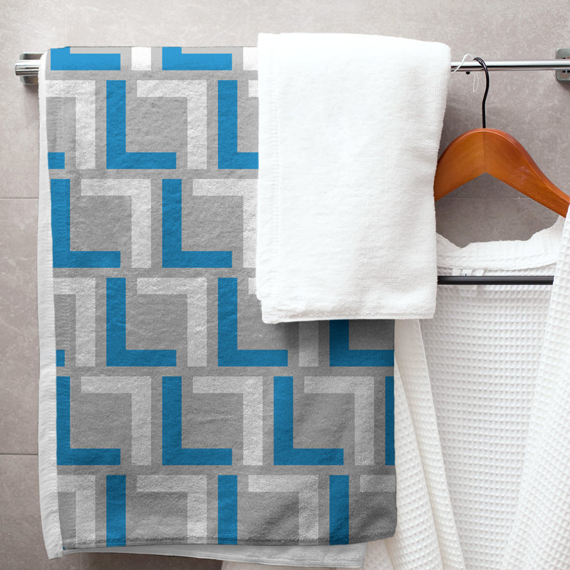 Bath Towel, Silver/Carolina Blue/White
