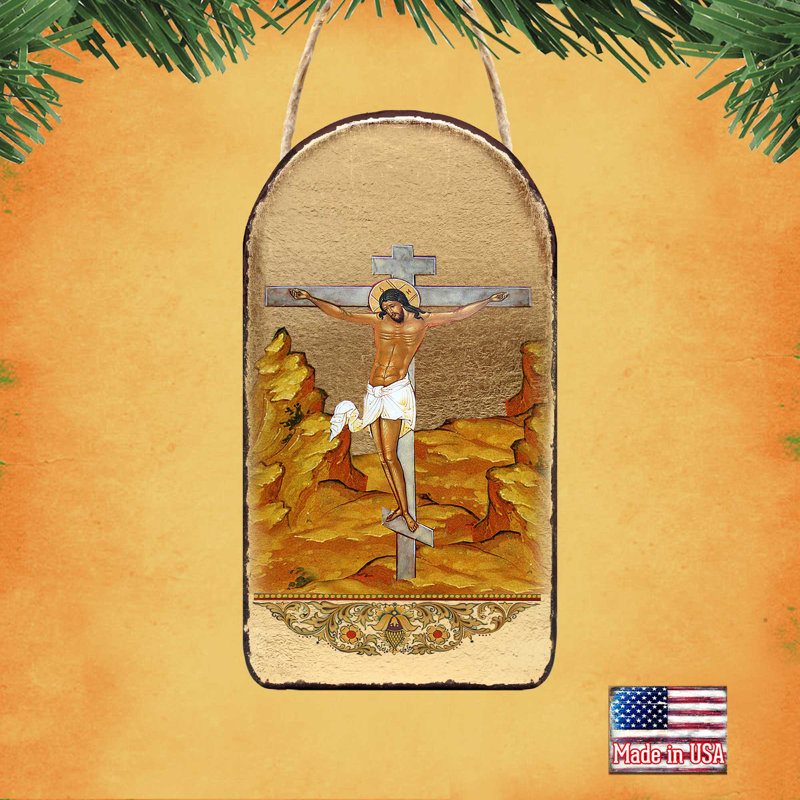 Inspirational Icon 5'' Handmade Wood Shatterproof Hanging Figurine Ornament
