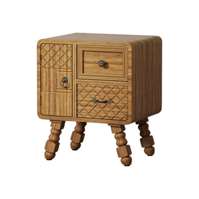 Armoire d'appoint 19 "en bois massif sépia avec porte simple et deux tiroirs