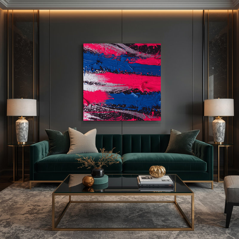 «Neo Expressionism 27», art mural sur toile mauve, H 16 po x l 16 po