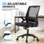 Chaise de bureau ergonomique en filet, chaise de travail roulante à hauteur réglable avec accoudoirs rabattables et support lombaire