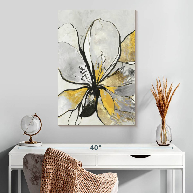 Harnek Outline Floral II, version jaune, H 30 po x l 20 po