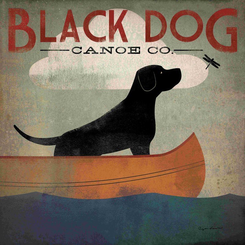 «Black Dog Canoe» par Ryan Fowler - reproduction d'art sur toile tendue, L 20 po x H 20 po