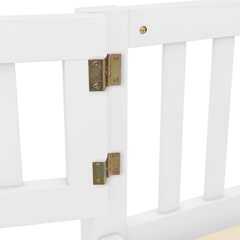 Lit au sol avec garde-corps et porte pour enfants, Blanc, Double