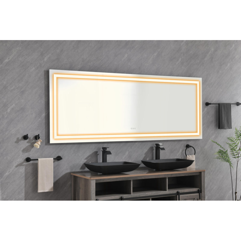 Miroir de salle de bain DEL, 30" x 84", Blanc
