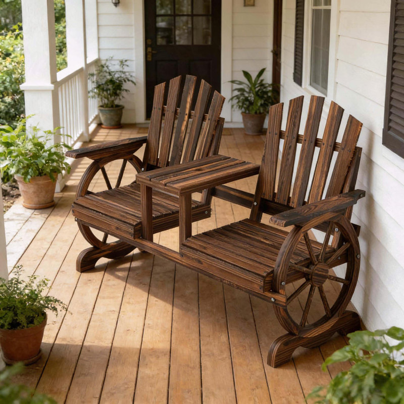 Patio Bench Fir Wood Solid Durable Weather Resistant, Carbon
