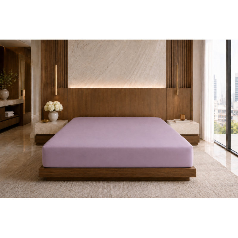 Plain Dye 200 TC Egyptian-Quality Cotton Egyptian Cotton Plain Weave / Muslin Fitted Sheet, Double (4'6), Mulberry
