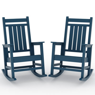 Set of 2 All Weather Resistant Rocking Chairs, Oversized, High Back Porch Rocker Chair, Patio Rocking Chairs for Outside by Latitude Run