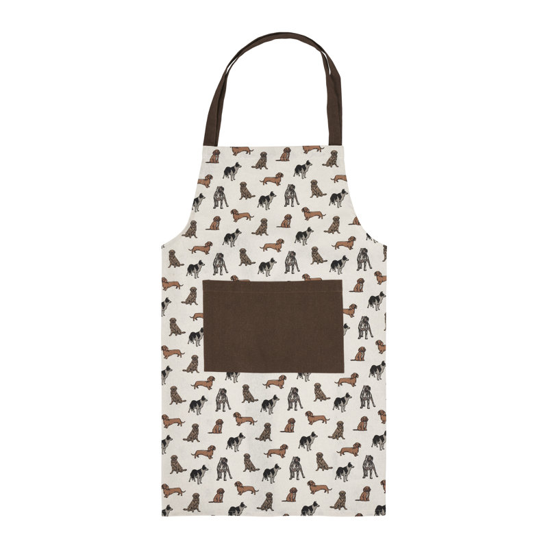 Cotton Chef Apron, Grey/Brown/Mustard