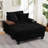 Corduroy Storage Armchair with Ottoman,Cup Holder,Bluetooth Speaker,USB Ports,180°Rotating Table Board-1024998964