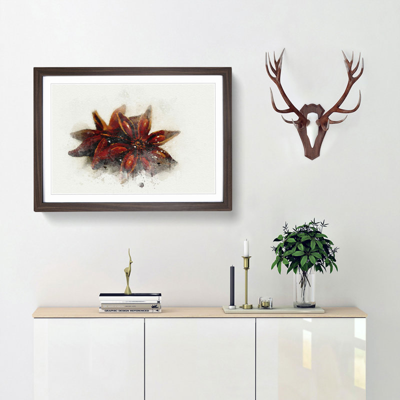 Star Anise in Abstract - Framed Print, Walnut Framed, 62cm H x 87cm W x 2cm D