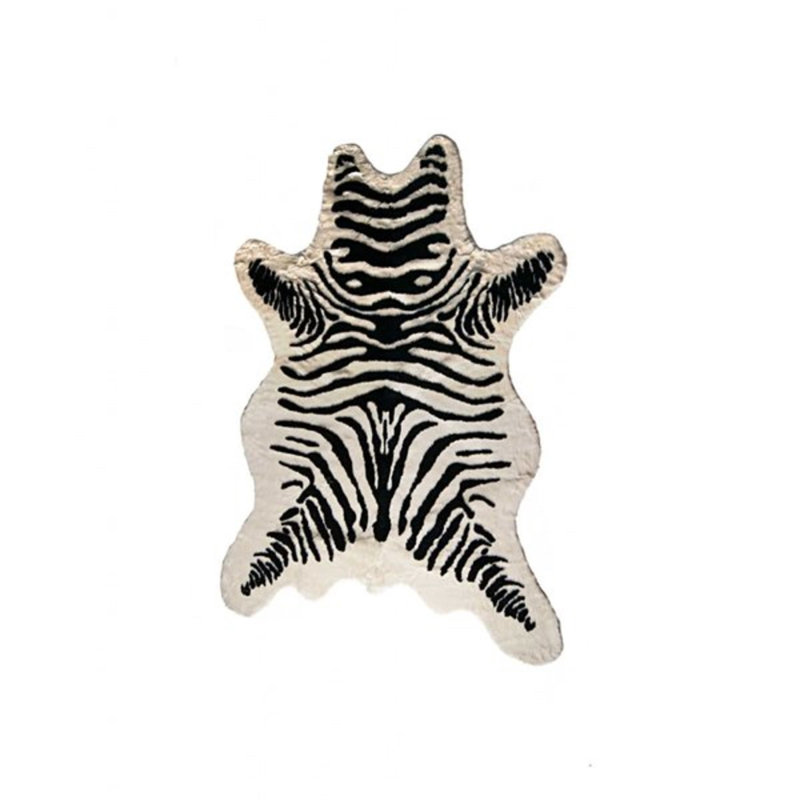 Zebra Black And White Print Area Rug, Novelty 5.25' x 7.5'