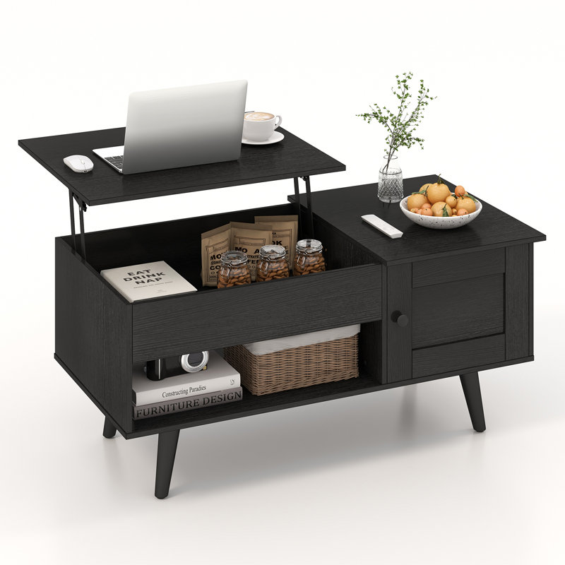 Lift Top Coffee Table with Storage, Black