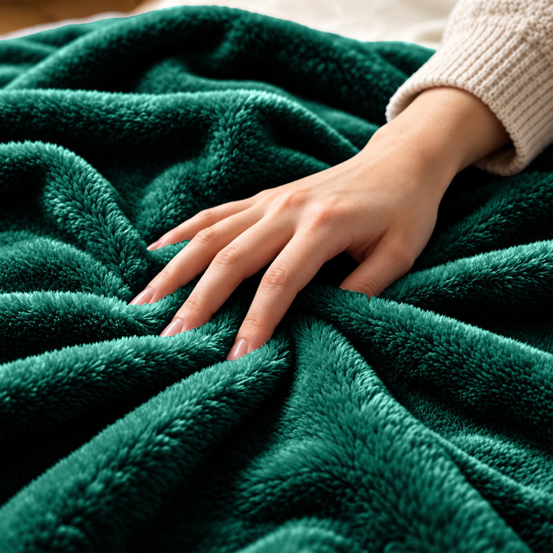 Ultra-Soft Hotel Quality Reversible Plain Weave Fleece Throw Blanket, KING, GREEN EMERALD