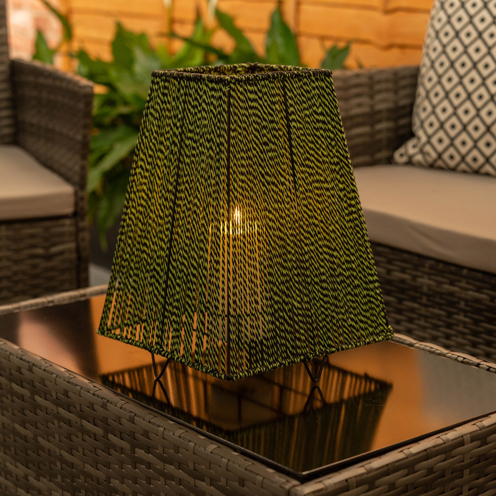 Green Rope Candle Battery Operated Outdoor Lantern 33.5cm Battery Powered Integrated LED Outdoor Lantern