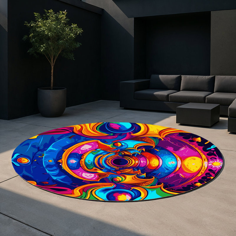 Tapis intérieur et extérieur Visionary Surge, Rond 5 pi