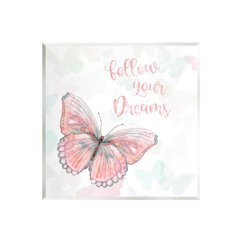 Wynwood Studio Prints Animals Shimmering Butterfly Pink and Pastel Pink Glam Wall Art Canvas Print - White