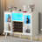 Brevan Wood Bar Cabinet with LED Lights and Power Outlets-437609326