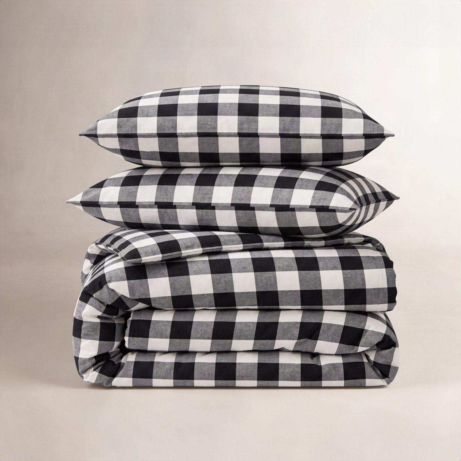 Peyton Cotton Duvet Cover Set, Full/Queen Duvet Cover + 2 Shams, Black