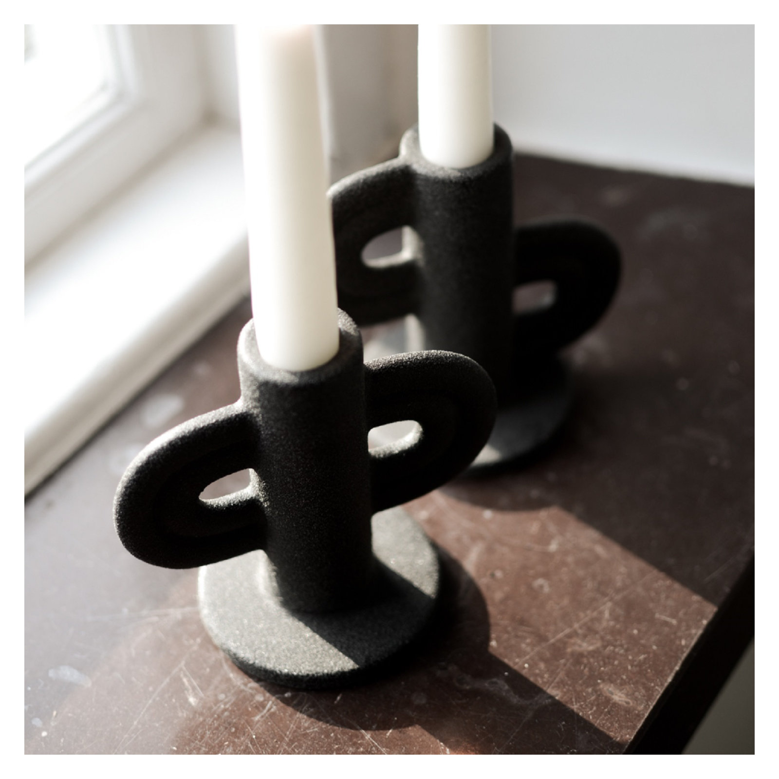 Ceramic Tabletop Candlestick, Black