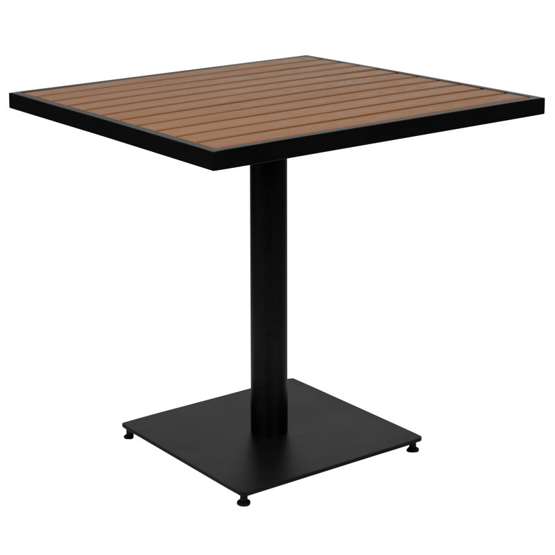 Saville Outdoor Faux Teak Dining or Patio Table with Poly Slats, Teak